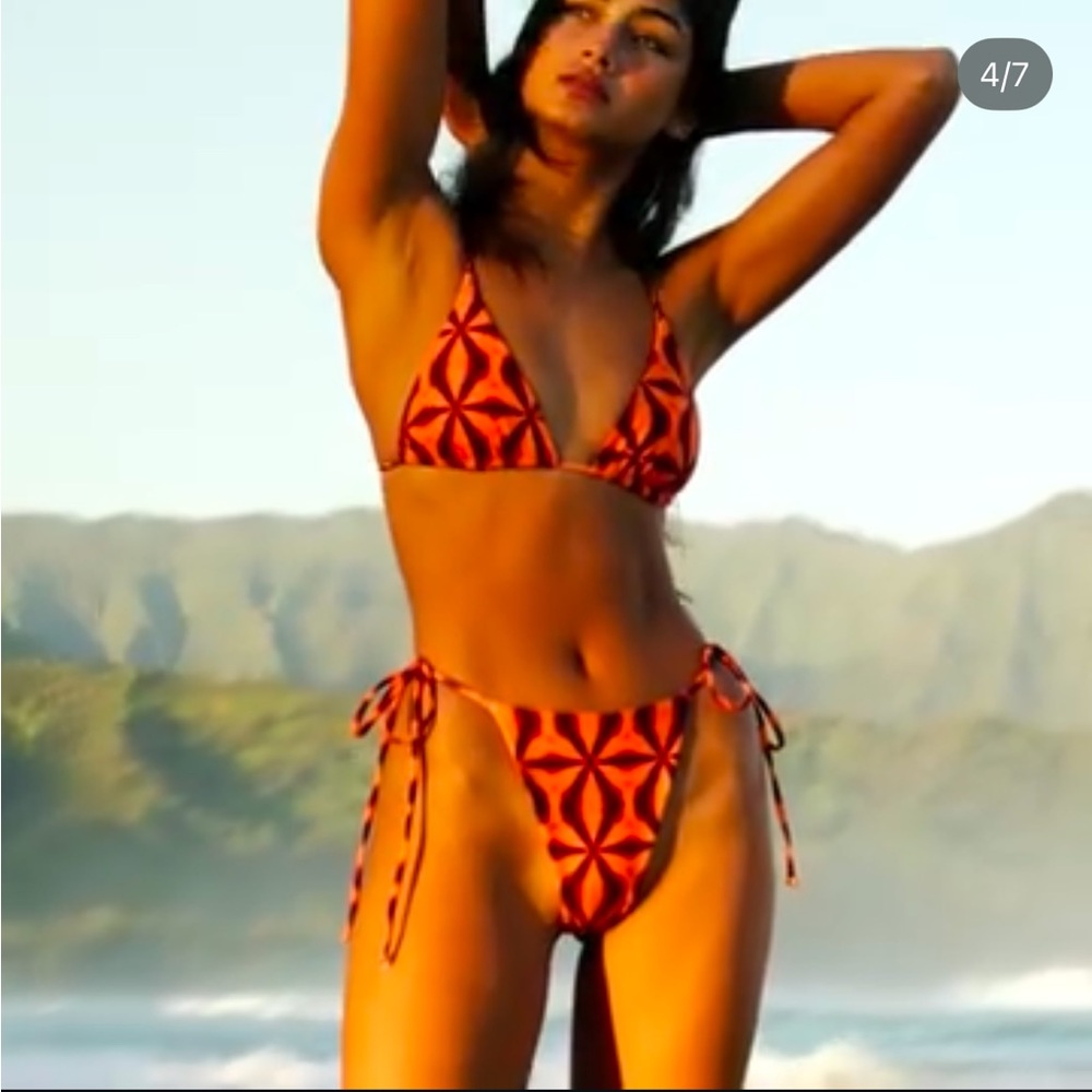 Skatie Women's Swimwear - Orange and Black Bikini